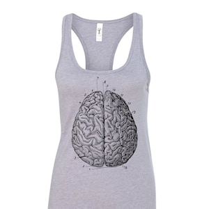 Anatomisches Gehirn Tank Top, Damen Racerback, Anatomie, Vintage Medizinische Illustration, Horror, Halloween, gedruckt auf weicher, ringgesponnener Baumwolle