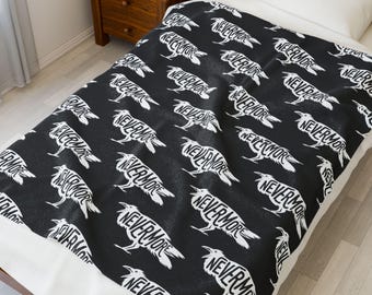 Edgar Allan Poe Blanket, Gothic Macabre Nevermore Raven Velveteen Plush Throw