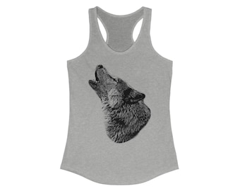 Howling Wolf Tank Top, Forest Animal Tank, Camping, Wildlife, Nature, Womens