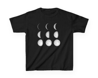 Full Moon Tshirt, Moon Phases T Shirt, Astronomy, Outer Space, Kids Heavy Cotton™ Tee