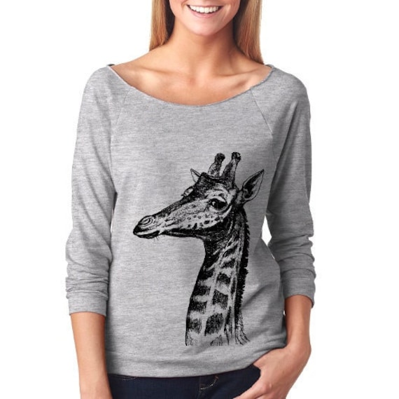 Slouchy Sweatshirt Giraffe Sweater 