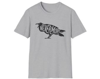 Camiseta de Edgar Allan Poe con el cuervo, poema "Nunca más", camiseta gótica