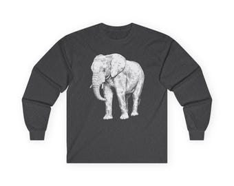 Camiseta de manga larga con estampado de elefante, estilo safari africano