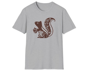 Whimsical Squirrel T-Shirt, Soft Ringspun Cotton Tee