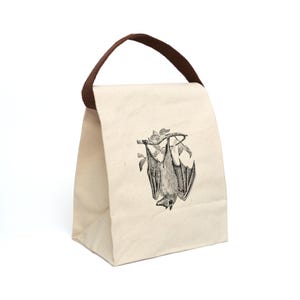 Borsa per il pranzo in tela di cotone Flying Fox Bat con tracolla immagine 1