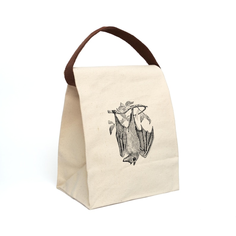 Borsa per il pranzo in tela di cotone Flying Fox Bat con tracolla immagine 1