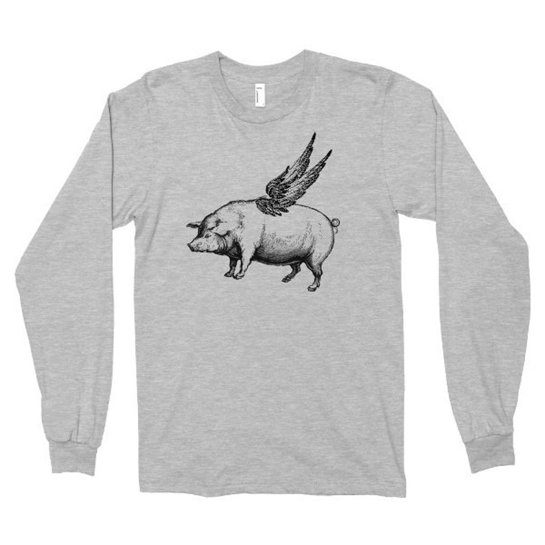 Long Sleeve Shirt Flying Pig Tshirt Hipster Animal Tee - Etsy