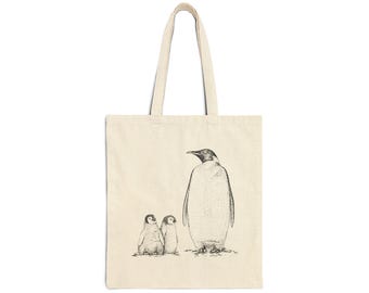 Penguin Family Cotton Canvas Tote Bag