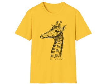 キリンスケッチTシャツ、サファリアニマルTシャツ、ソフトコットン