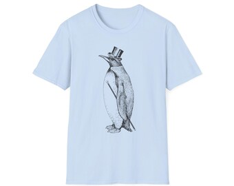 Dapper Penguin T-Shirt, Top Hat, Ringspun Cotton Tee