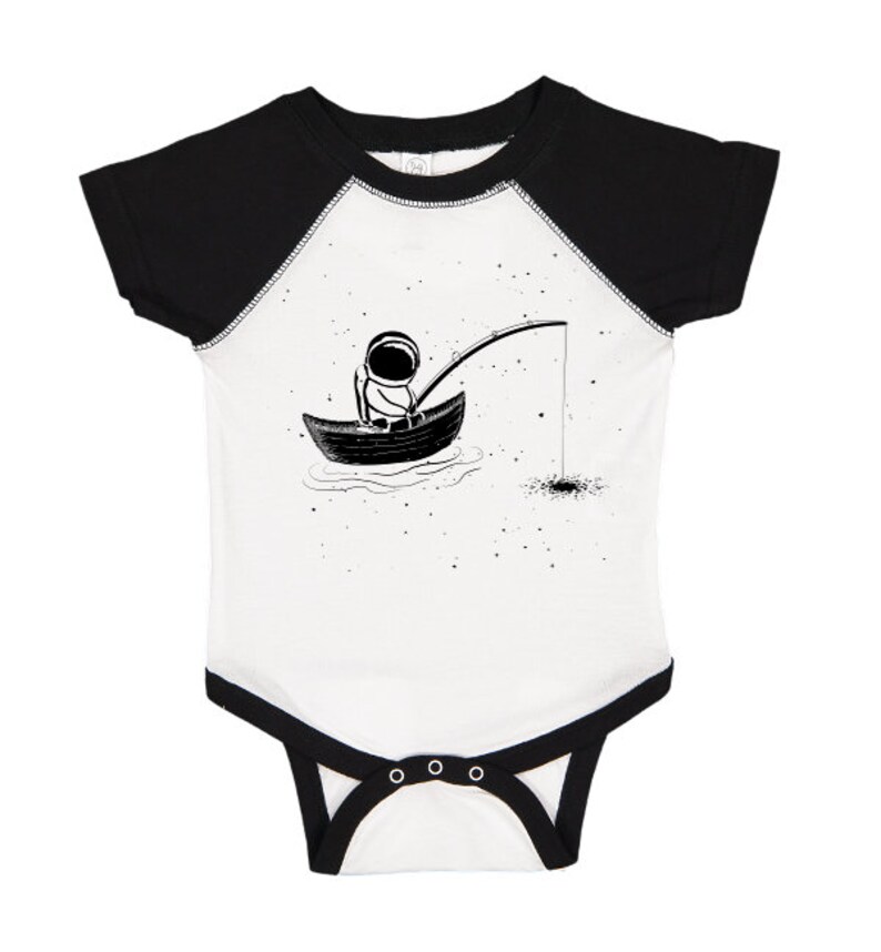 Fishing Astronaut T Shirt Space Spaceman 34 Sleeve Raglan Kids Baby One Piece Wanderlust Tshirt Milky Way Galaxy Baseball Tee Adult