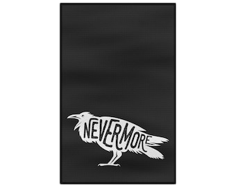 Edgar Allan Poe Nevermore Raven Tea Towel, Gothic Kitchen Decor, Macabre