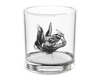 Vampire Bat Whiskey Glass, Rocks Glass, 10oz Whiskey Tumbler Gothic Barware