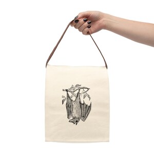 Borsa per il pranzo in tela di cotone Flying Fox Bat con tracolla immagine 4