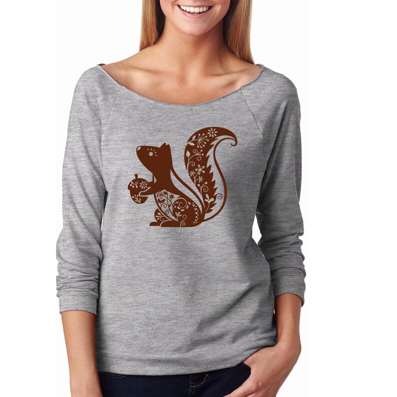Slouchy Sweatshirt Squirrel Sweater Whimsical Woodland Etsy