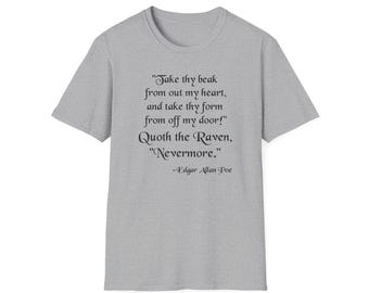 Camiseta con el cuervo de Edgar Allan Poe, camiseta con poema gótico