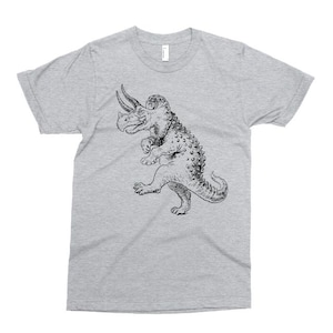 Dancing Triceratops T Shirt, Printed on Soft Ringspun Cotton, Dinosaur Tshirt, Funny Tee, Mens Womens