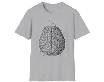 Anatomical Brain T-Shirt, Soft Ringspun Cotton, Medical Print