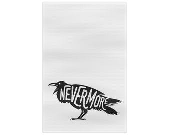 Edgar Allan Poe Nevermore Raven Tea Towel, Gothic Kitchen Decor, Macabre