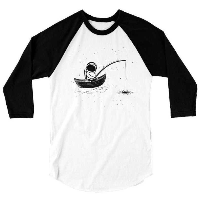 Fishing Astronaut T Shirt Space Spaceman 34 Sleeve Raglan Kids Baby One Piece Wanderlust Tshirt Milky Way Galaxy Baseball Tee Adult