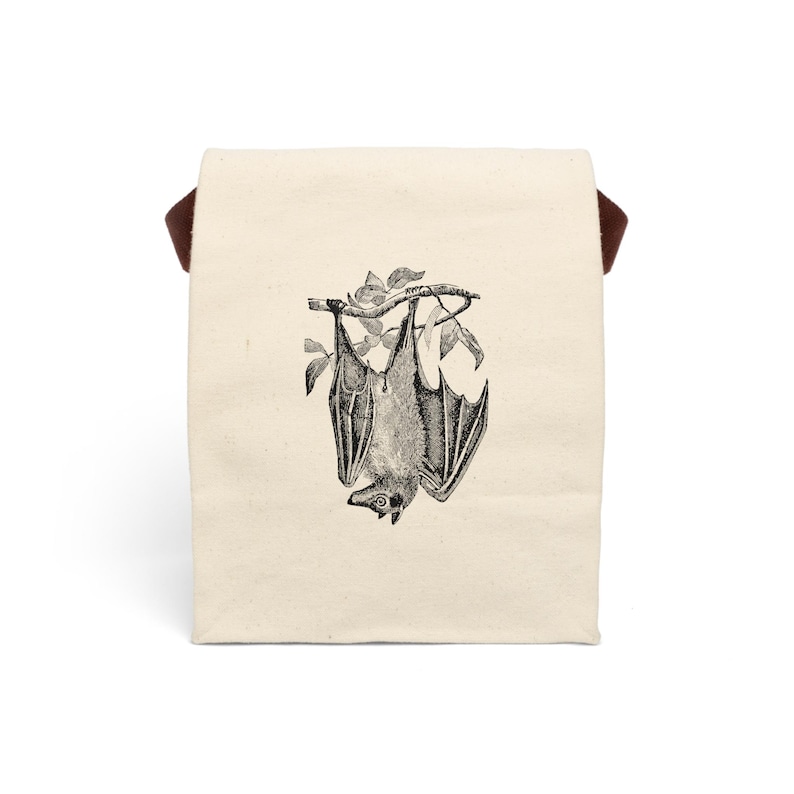 Borsa per il pranzo in tela di cotone Flying Fox Bat con tracolla immagine 2