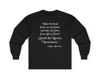 Edgar Allan Poe 'Nevermore' T-shirt met lange mouwen, Gothic Poetry-T-shirt