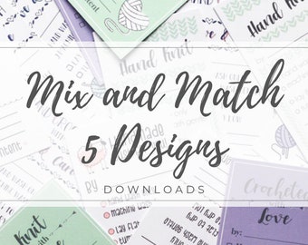 Mix and Match 5! Care Tag Design Package - Care Tags DOWNLOAD - Care Instructions Tag For Handmade Clothing - Vector PDF and PNG Files