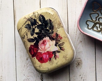 Floral Hinged Tin – Small Storage for Sewing, Knitting Notions