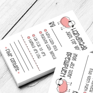 Handmade Cute Sheep Care Tags DOWNLOAD Handmade Knit or Crochet Care Instructions Tag For Handmade Clothing in Vector PDF and PNG Files image 1