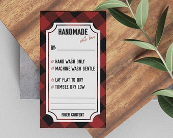 Printed Buffalo Plaid Handmade Garment Care Tags