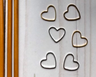 Set of 50 Heart Ring Stitch Markers: No-Snag Knit/Crochet Keepers