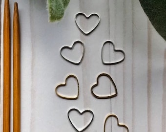 Heart Ring Stitch Markers: Knitting Crochet Progress Keepers - Set of 25
