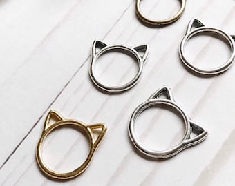 50 Cat Stitch Markers: Gold Knitting Progress Keepers