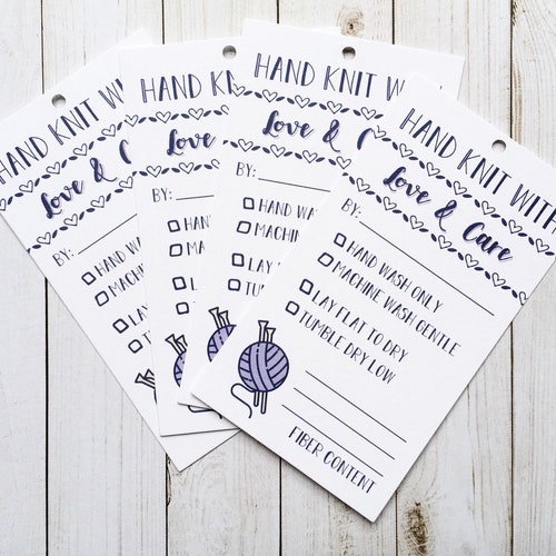 Care Instructions Tags for Handmade Knitted Crochet - Etsy