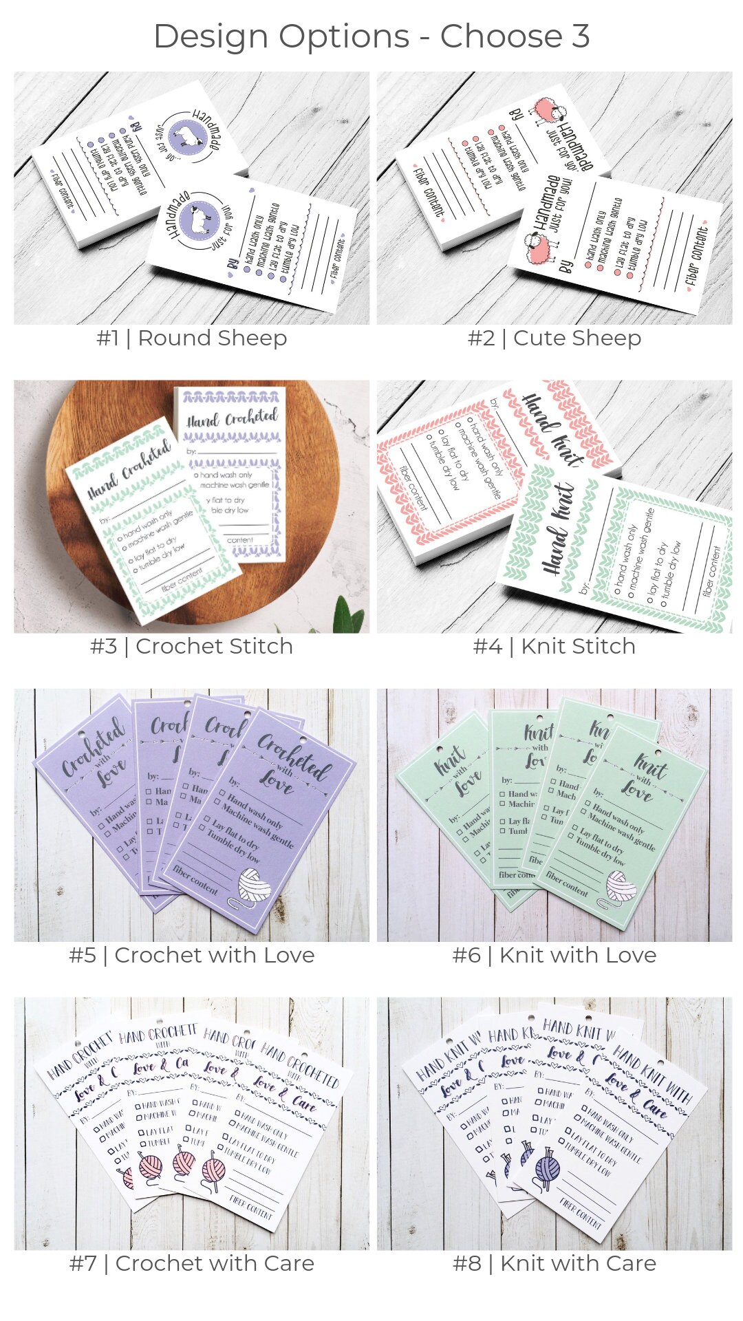 Hand Crochet Care Tags DOWNLOAD Crochet Care Instructions 