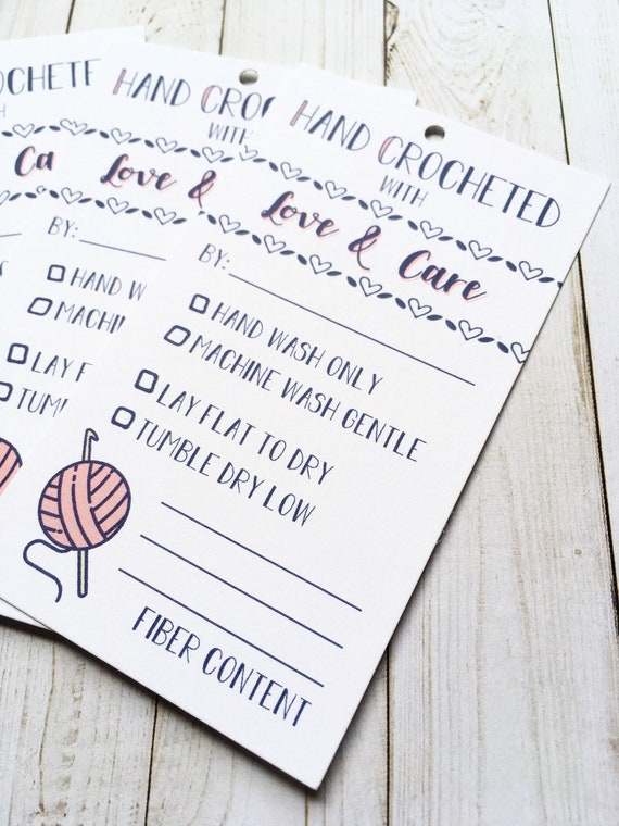 10, 25 or 50 PRINTED Crocheted by Tags - Crocheted With Love