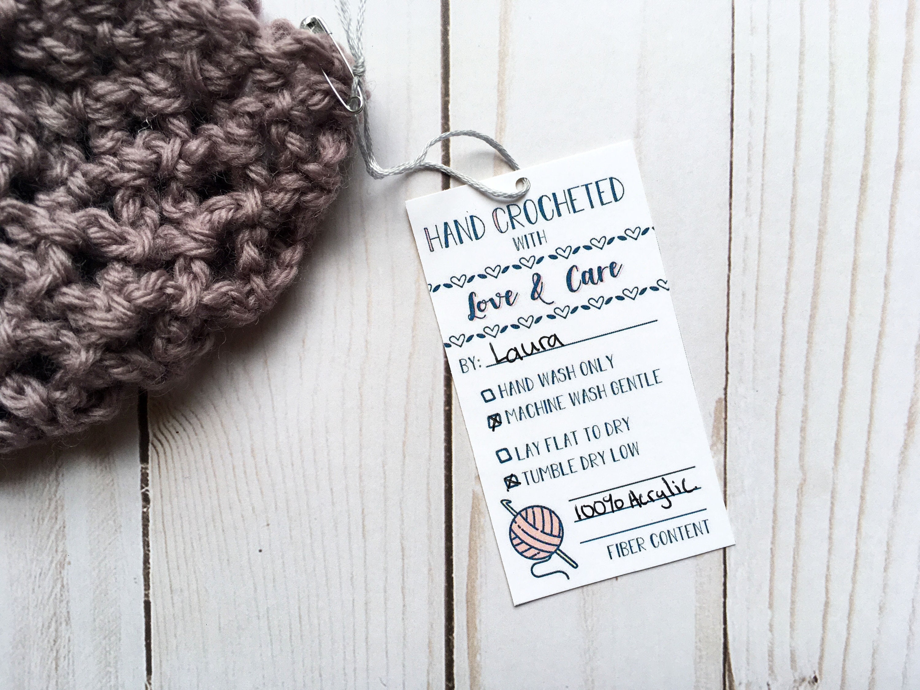 Crochet Knitting Hang Tags for Handmade Items-custom Crocheted With Love  Labels-crafters Tag With Personalization-printable Downloadable Tag 