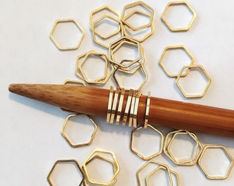 Set of 10 MEDIUM Snag Free Hexagon Bee Hive Honeycomb Ring Knit Stitch Markers - Knit Markers Honeycomb - Crochet Markers Honeycomb