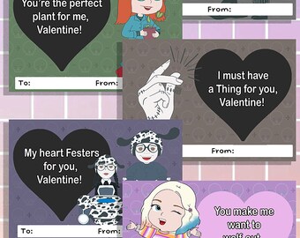 Wednesday Addams Inspired Valentine's Day Cards, School Valentine's Day Cards