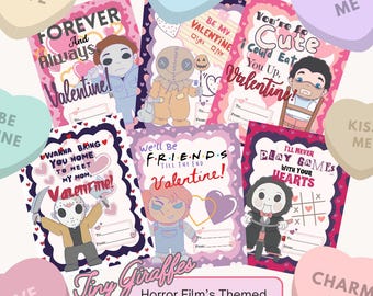 Horror Film Cute Legends Inspired INSTANT DOWNLOAD Valentine's Day Cards, School Valentine's Day Cards, Instant Print