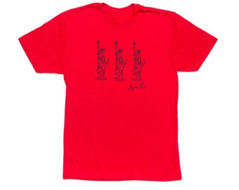 Red STATUE OF LIBERTY with Black Shirt By Jason Oliva Choose your size
