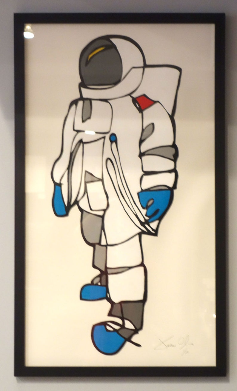 Astronaut Wall Art, Large Spaceman Painting, Astronaut Framed Painting