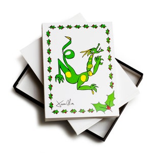 Dragon arte tarjeta de vacaciones saludo paquete en blanco de Navidad bellas artes Tarjeta dragón Jason Oliva Navidad