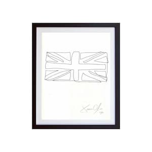 BRITISH FLAG, Small (White):  Hand Painted Work on Paper, Framed and Signed  by Jason Oliva Art Painting Print Gift UK Union Jack Britain