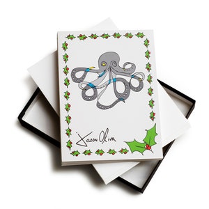 Cartões de Natal de polvo/pacote de cartões/cartão feito à mão/cartões/cartões de polvo/cartões de Natal/cartão de polvo