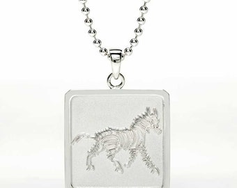 Zebra silver charm necklace/ animal charm necklace/ silver animal necklace/ zebra drawing necklace/ zebra necklace/ Zebra pendant necklace