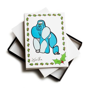 Gorila arte tarjeta de vacaciones felicitación Navidad paquete en blanco fino arte tarjeta de gorila Jason Oliva Navidad