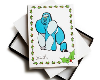 Gorilla art Holiday card greeting Christmas blank  pack  fine art Gorilla card Jason Oliva Xmas