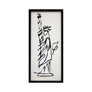 Statua della Libertà fine art pittura incorniciata, New York Cityscape painting, Dipinto originale Statua della Libertà, New York artwork, grande cornice
