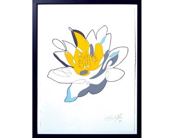 LOTUS, Medium (Color):  Hand Painted, Hand Painted Framed and Signed Edition of 50 Jason Oliva Art Painting Print Picture Gift Flower Garden